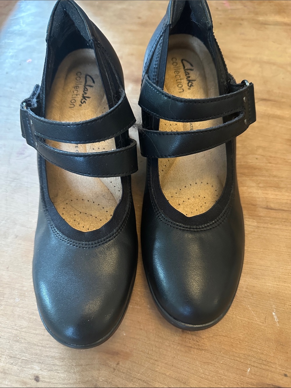 Clarks Black Double Strap Mary Jane Shoes for Kids